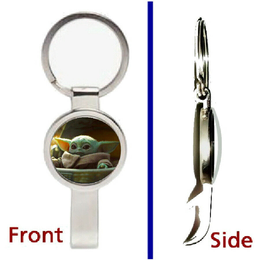 Baby Yoda Star Wars The Mandalorian Pendant Keychain silver secret bottle opener