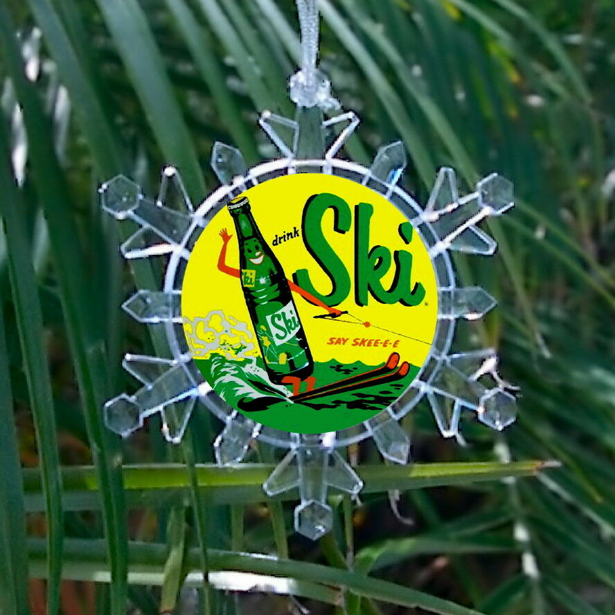 Ski Cola Soda Pop Drink Snowflake Blinking Light Holiday Christmas Tree Ornament