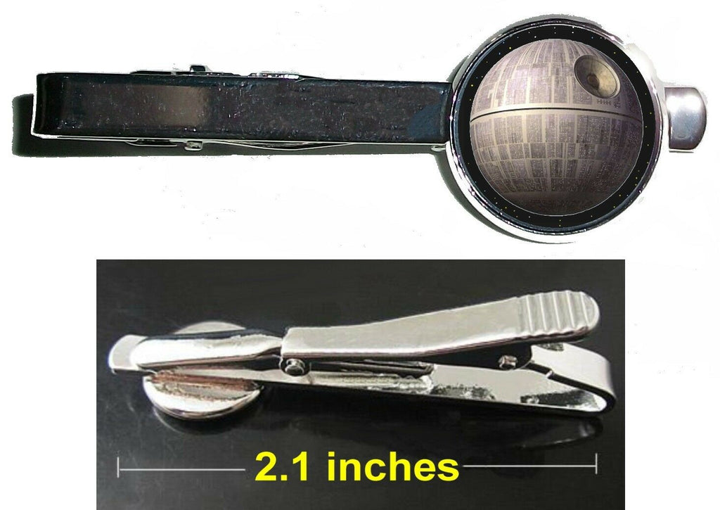 Star Wars The Death Star Tie Clip Clasp Bar Slide Silver Metal Shiny