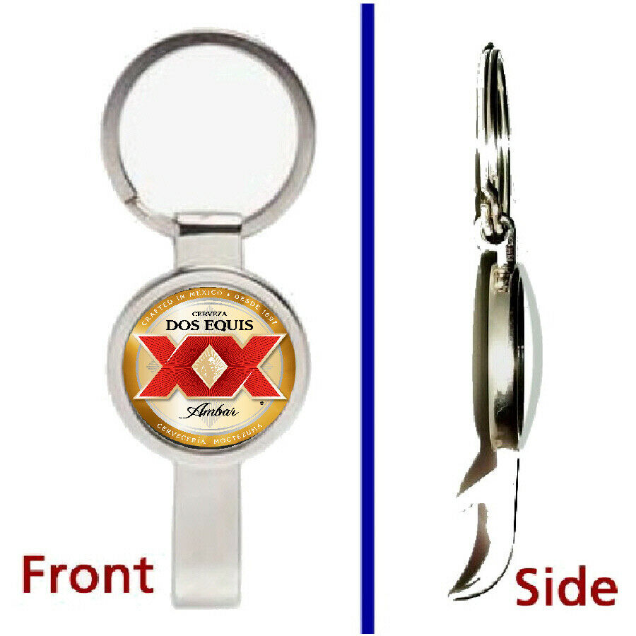 Dos Equis beer amber lager Pendant or Keychain silver tone secret bottle opener