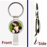 Justin Bieber Pennant or Keychain silver tone secret bottle opener