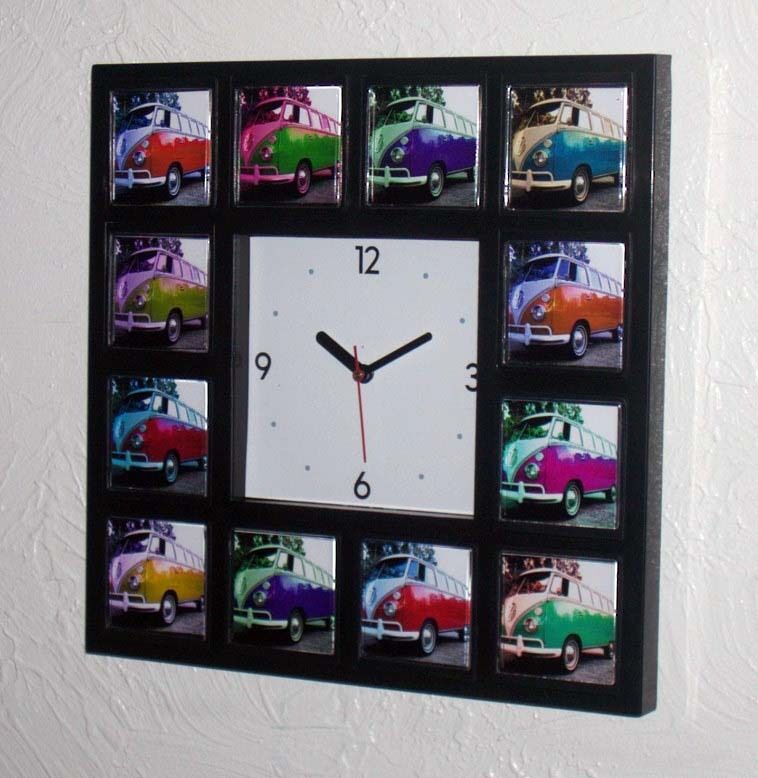 VW Bus Van Volkswagen kombie Splitty Vanagen Clock wi/12 colors