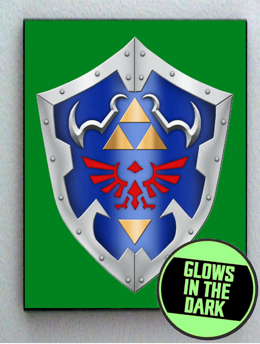 Legend Of Zelda Link Hylian Shield Glow In The Dark Framed Cool Art Mini Poster