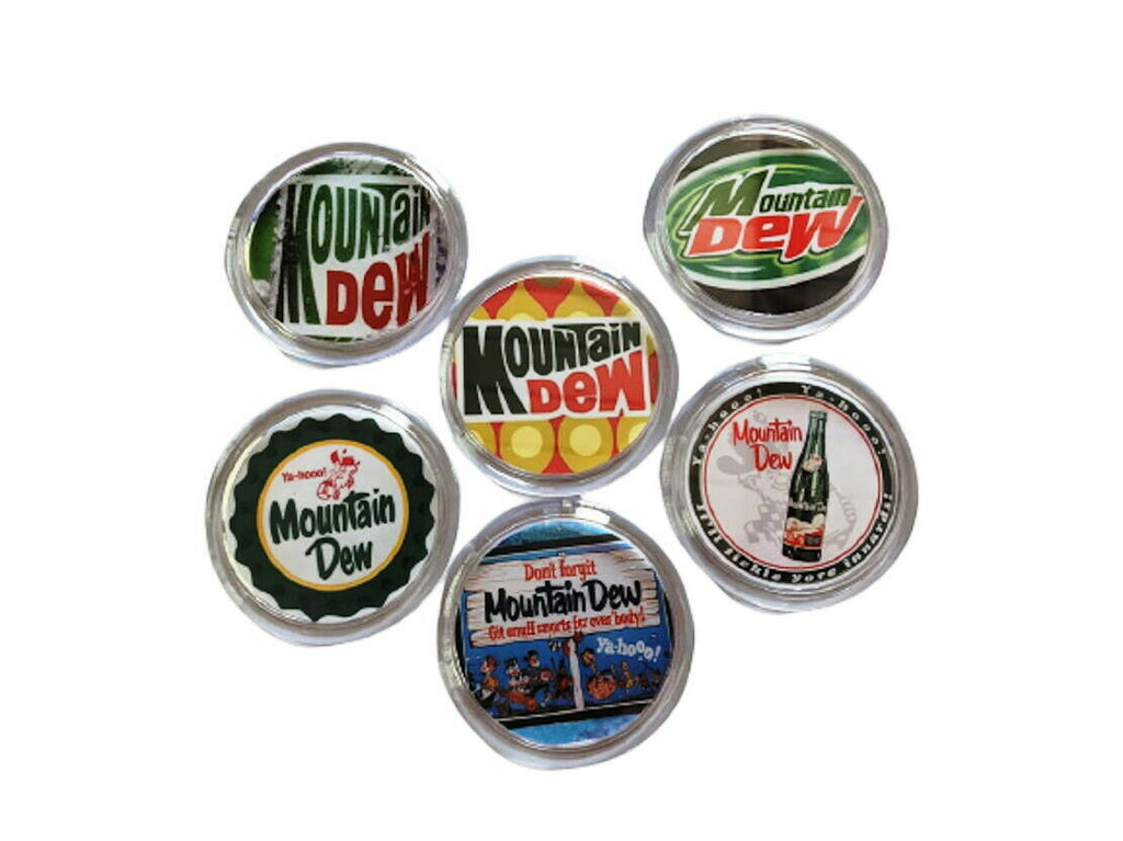 Mountain Mt. Dew Soda Pop Drink Magnet Set of 6 Big Fridge Locker Desk Magnets