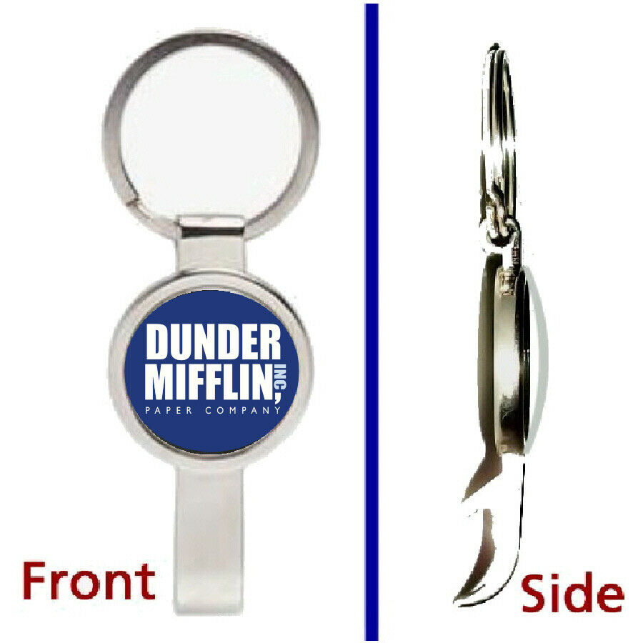 Dunder Mifflin The Office Pendant or Keychain silver tone secret bottle opener