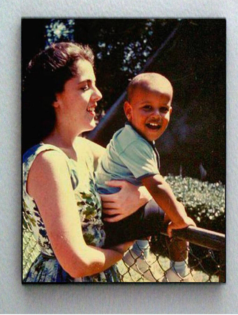 Rare Framed 1963 Baby Barack Obama with mom Vintage Photo. Jumbo Giclée Print