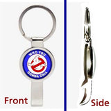 retro Ghostbusters symbol Pennant or Keychain silver tone secret bottle opener