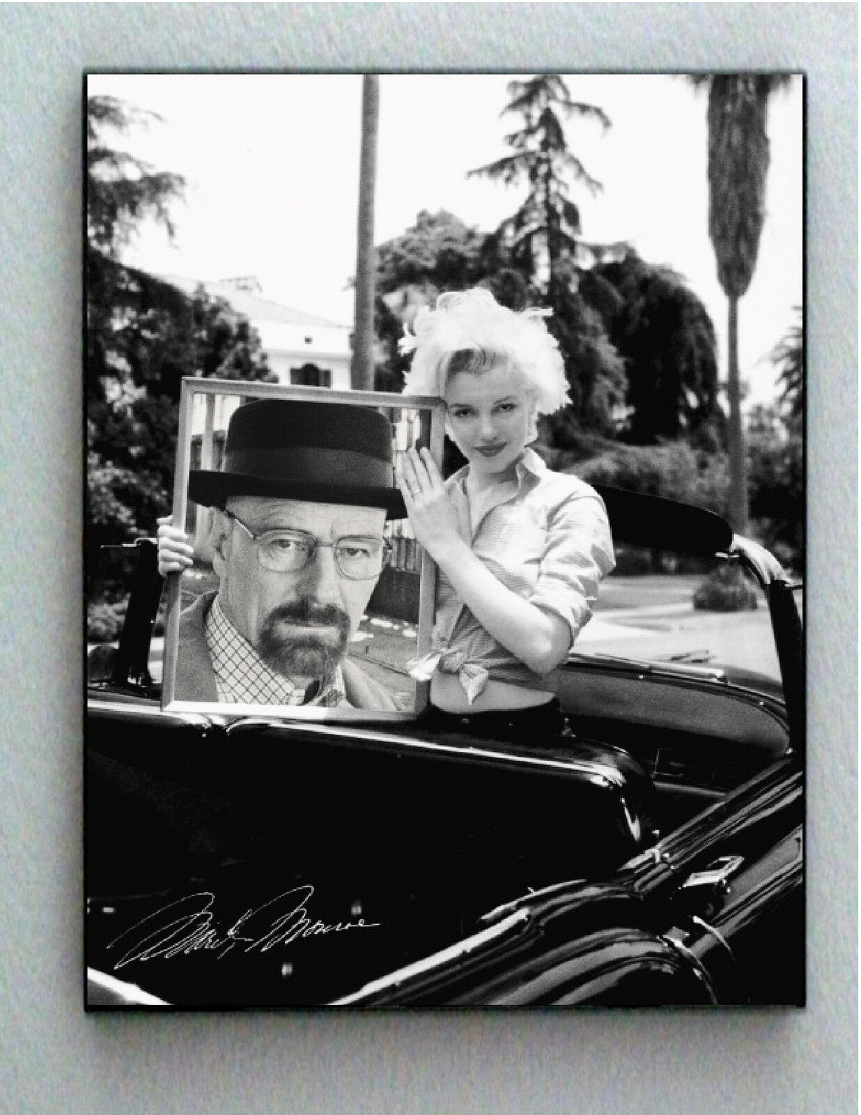 Framed Marilyn Monroe holds Breaking Bad Walter White Heisenberg faux autograph