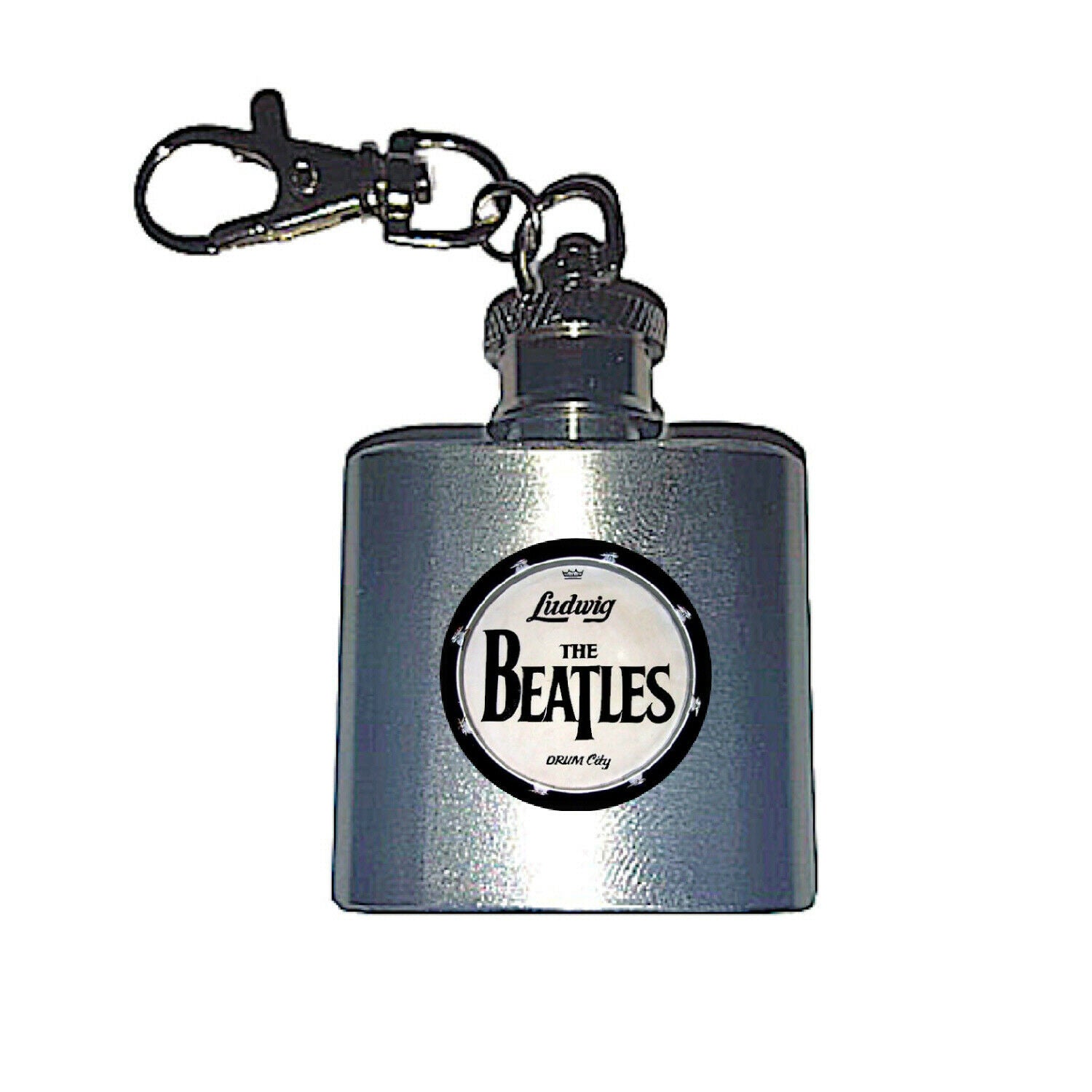 The Beatles Drum Flask Stainless Steel Mini keyring Keychain 1 ounce.