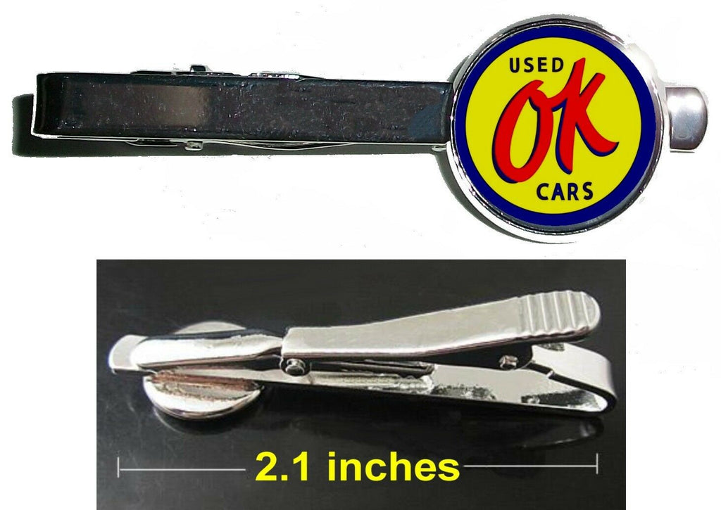 Chevy Chevrolet OK Used Cars Tie Clip Clasp Bar Slide Silver Metal Shiny