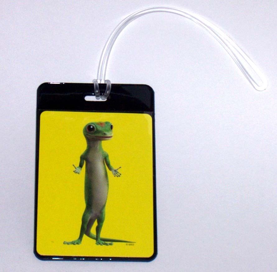 Geico Gecko Insurance Co lizard Luggage or Book Bag Tag