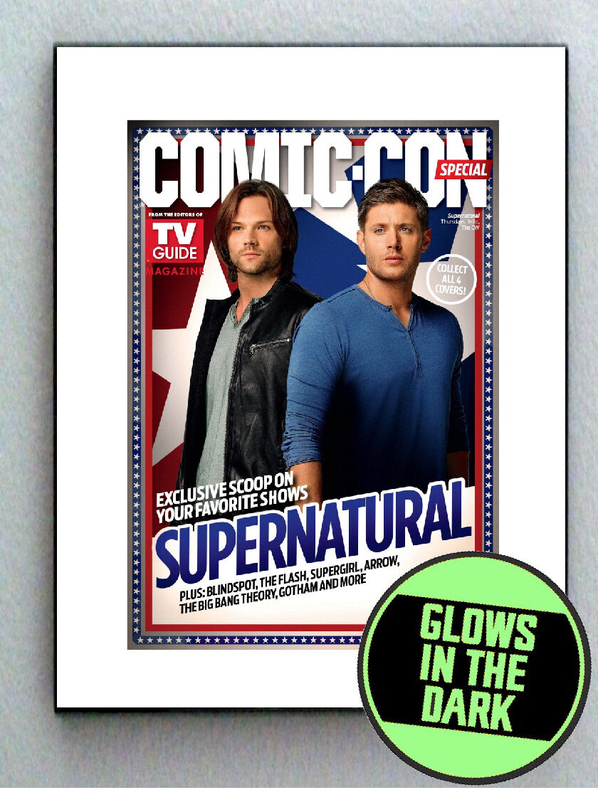 Supernatural Sam Dean Comic Con Glow In The Dark Framed Cool TV Guide Cover