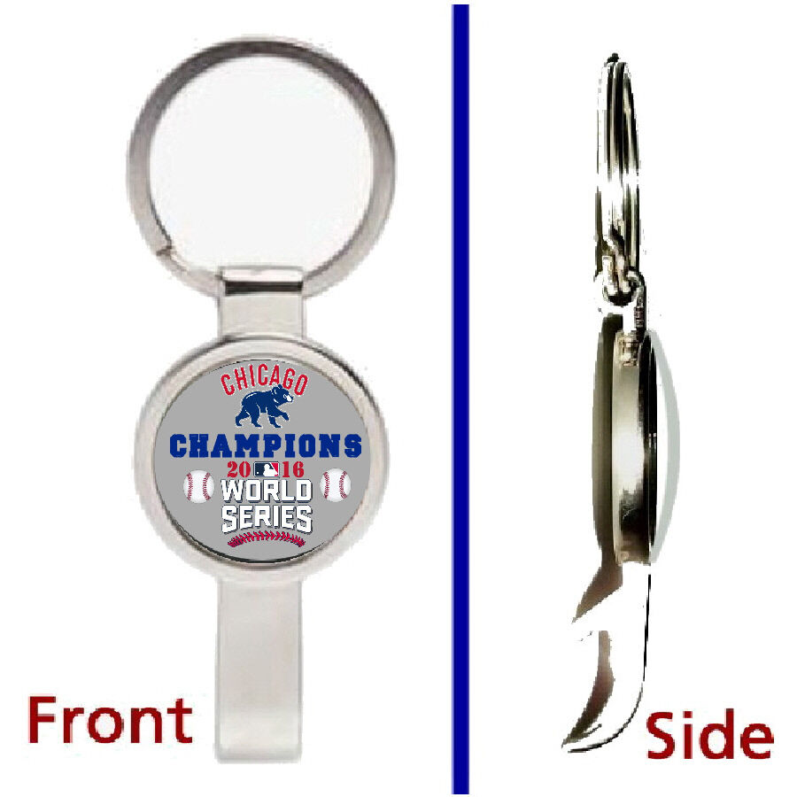 Chicago Cubs World Series Pendant or Keychain silver tone secret bottle opener