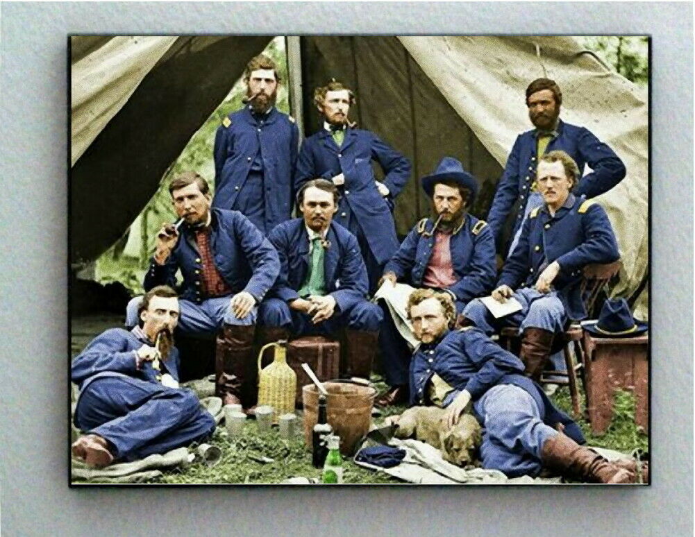 Rare Framed COLOR 1863 Civil War Union Soldiers Vintage Photo Jumbo Giclée Print