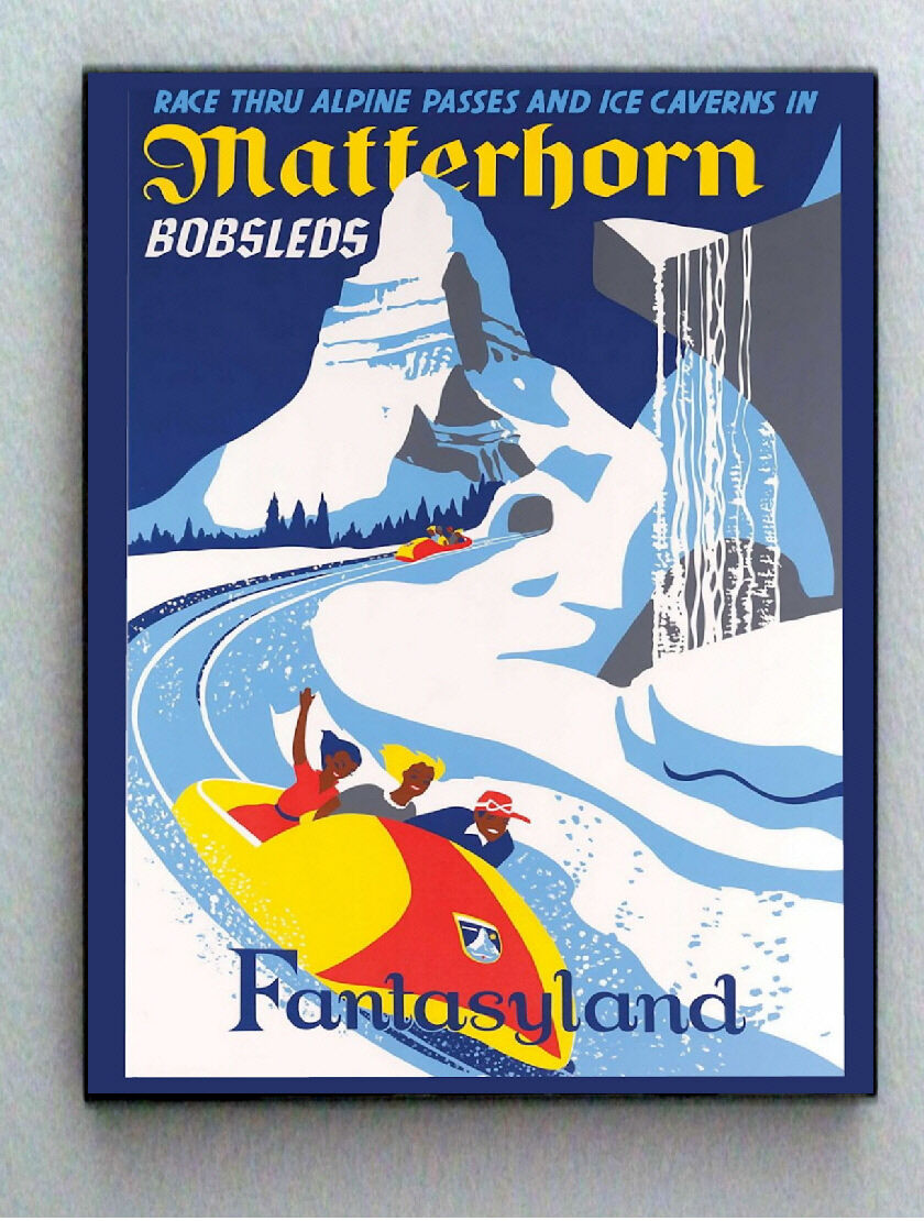 Framed Disneyland 1969 Matterhorn Vintage Restored mini poster