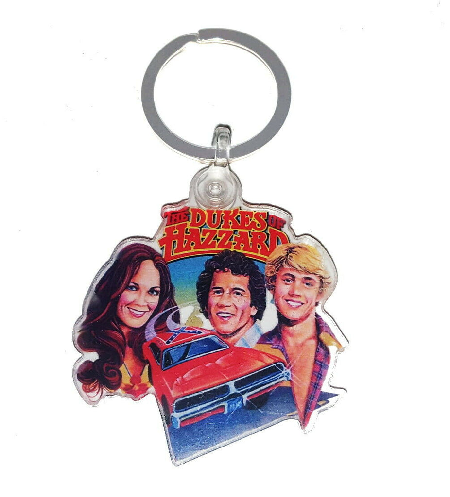 Full Color The Dukes of Hazzard Bo Luke Daisy and car Keychain keyring