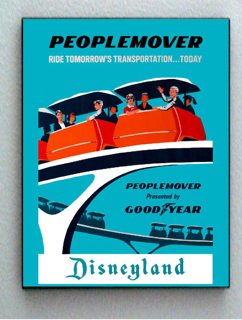 Framed Disneyland 1969 People Mover Tomorrowland Vintage Restored mini poster