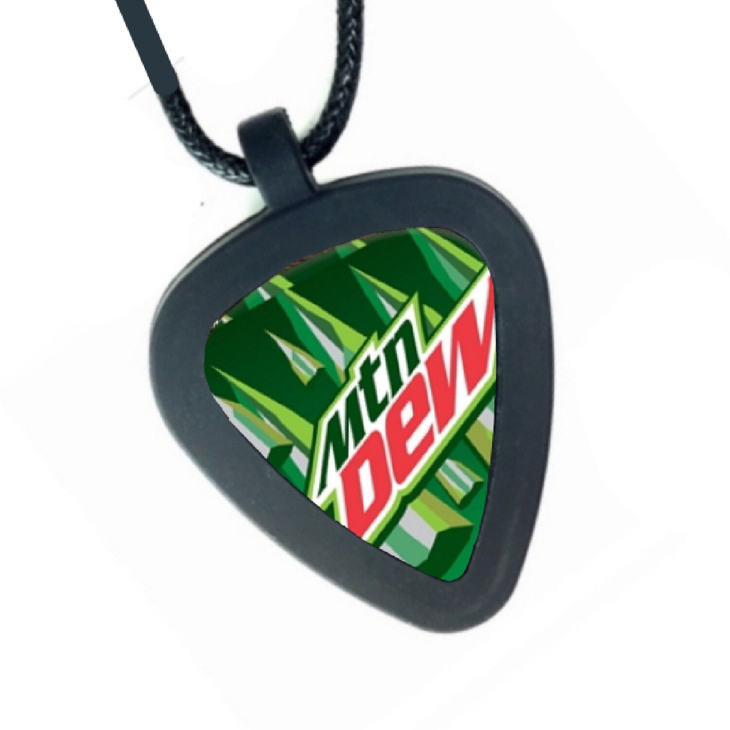 Mt Mountain Dew Soda Drink Pickbandz Mens or Womens Real Guitar Pick Necklace