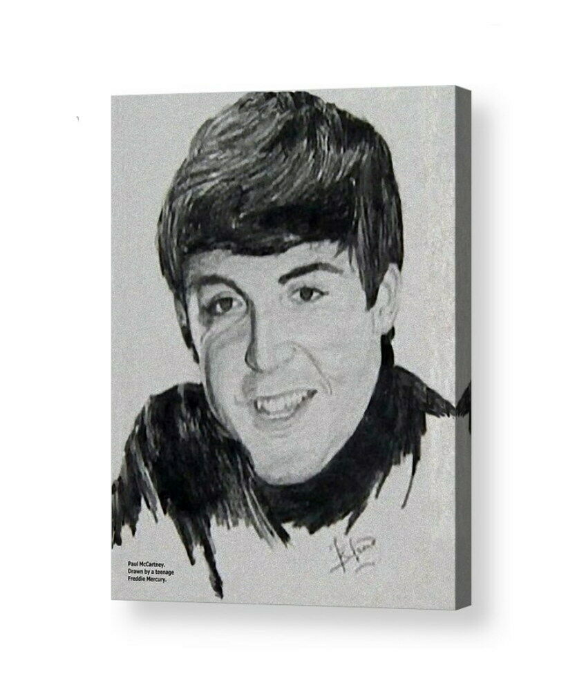 Rare Framed Paul McCartney drawn by a teen Freddie Mercury. Jumbo Giclée Print