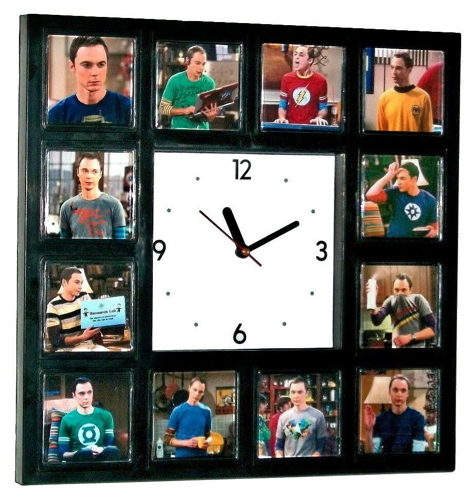 The Big Bang Theory Sheldon Cooper and his t-shirts Clock with 12 pictures