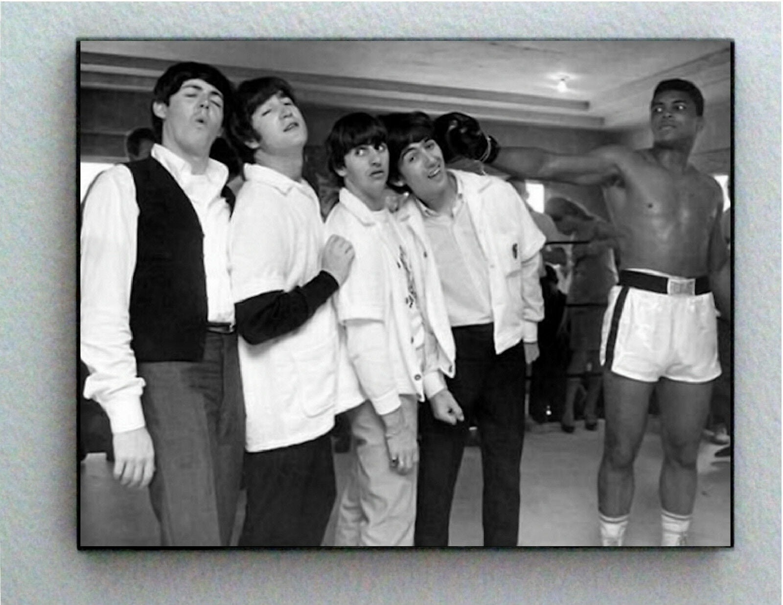 Rare Framed Muhammad Ali and The Beatles Vintage Photo. Jumbo Giclée Print