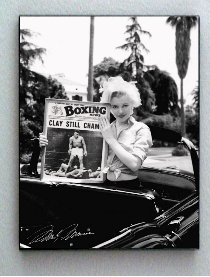 Framed Marilyn Monroe holding Muhammad Ali faux signed autograph Limited Edition