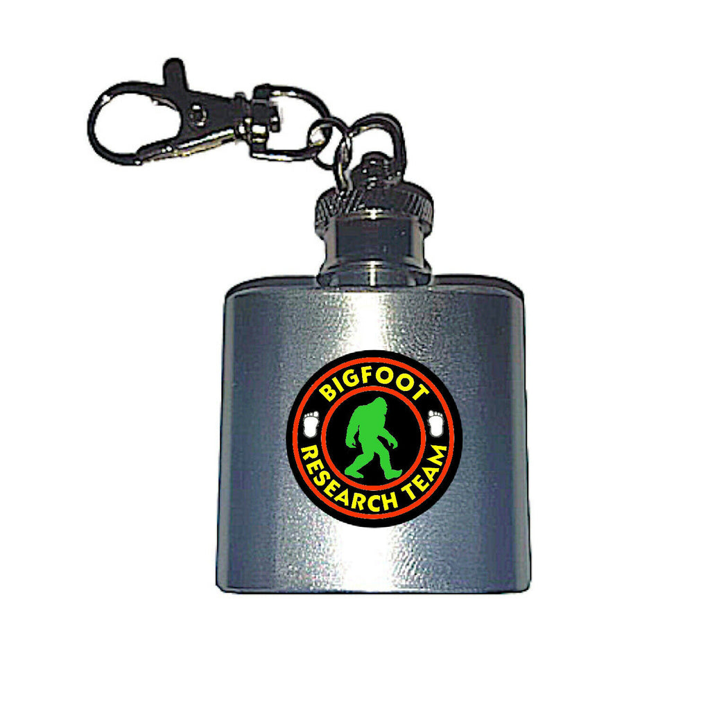 Bigfoot Yeti Sasquatch Research Team Flask Stainless Steel Mini Keychain 1 ounce