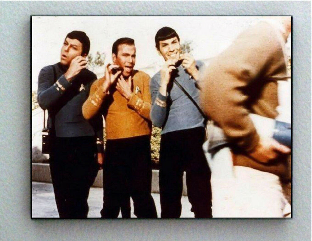 Rare Framed Star Trek Communicator Kirk Spock Bones Funny Shaving Photo Print