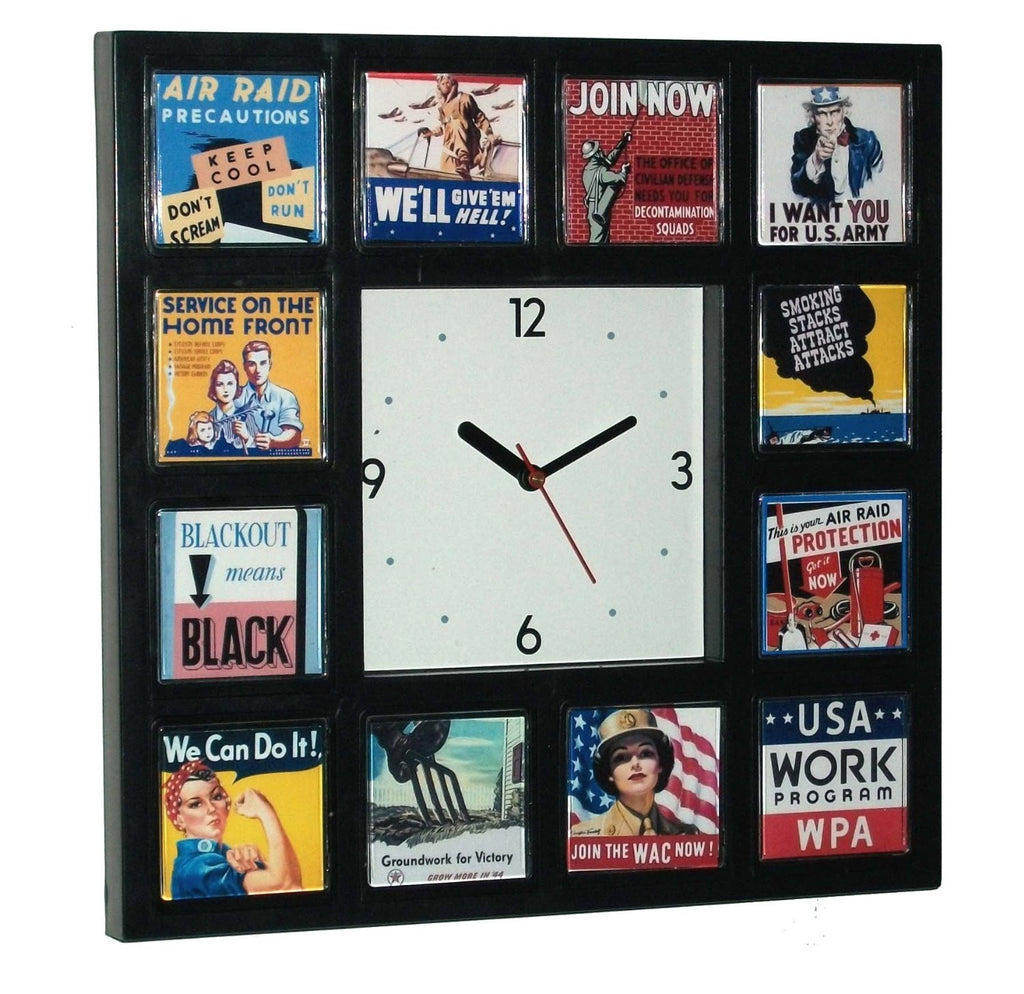 World War II WPA posters Wall or desk clock