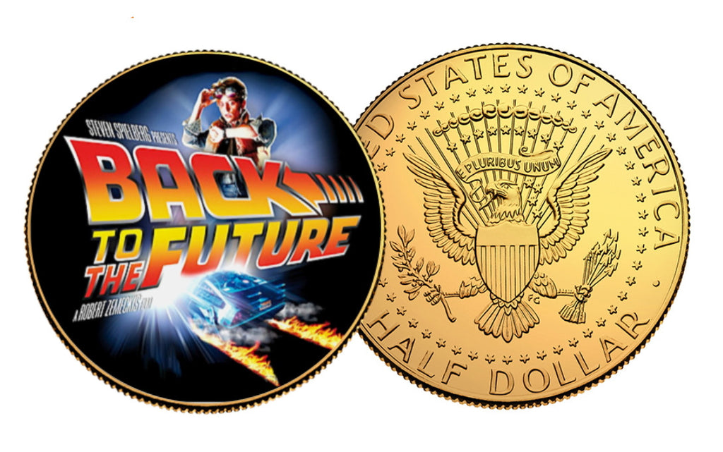 Limited Edition Back To The Future Genuine Gold Plated US Half Dollar Commemorative  Coin with free mini stand.