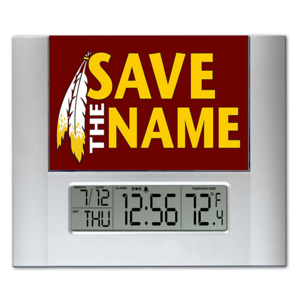 Washington Redskins Save The Name Digital Wall Desk Clock with temperature + alarm