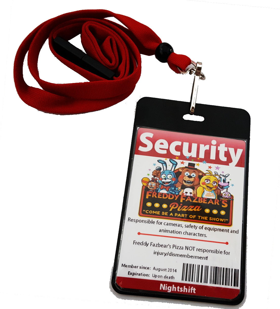 Two Sided Five Nights at Freddys FNAF Security Guard ID Badge Costume