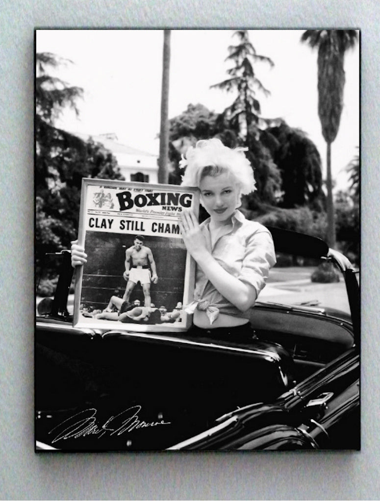 Framed Marilyn Monroe holding Muhammad Ali Boxing Magazine faux signed autograph Limited Edition