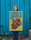 Framed Canvas 24X36 Super Mario NES Nintendo Original Game List Mosaic , art - Final Score Products, Final Score Products
 - 1