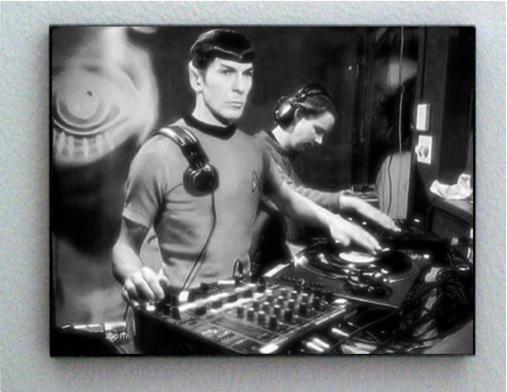 Rare Framed Fun Star Trek Spock as a rave DJ Photo. Giclée Print