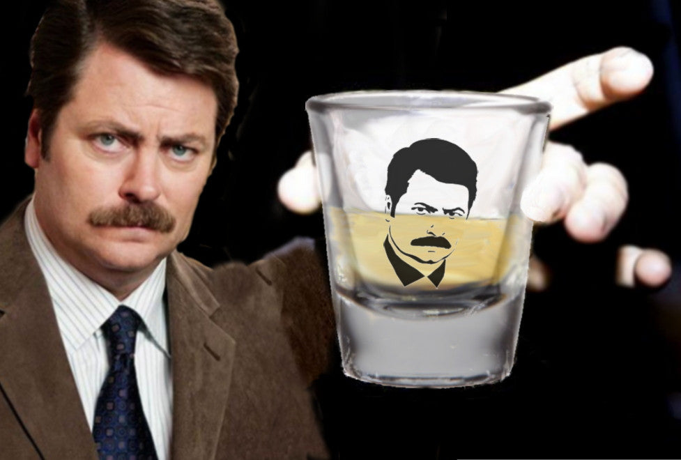 Ron Swanson Parks and Recreation TV Show  Promo Shot Glass LIMITED EDITION