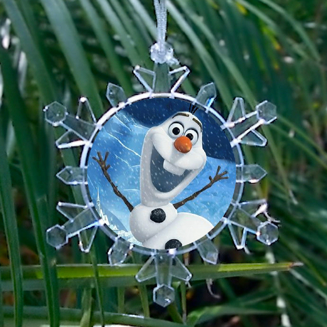 Frozen Olaf Snowman Snowflake Blinking Light Holiday Holiday Christmas Tree Ornament , Holiday Decor - Final Score Products, Final Score Products
 - 1