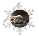 The Mandalorian Star Wars Baby Yoda Snowflake Holiday Blinking Lit Christmas Tree Ornament