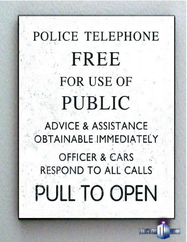 Framed Full Life Size Dr. Doctor Who Police Tardis Sign Prop Replica