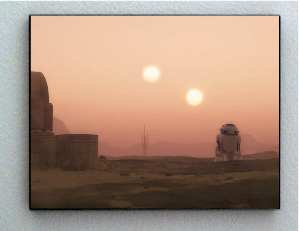 Star Wars R2D2 Sunset on Planet Tatooine Art Print