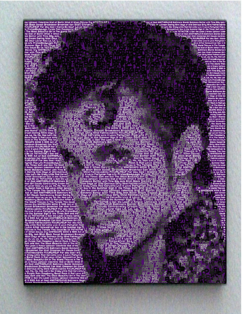 Incredible Prince Purple Song List Mosaic Print Limited Edition , Posters, Prints & Pictures - Artist Paul Van Scott, Final Score Products
 - 1