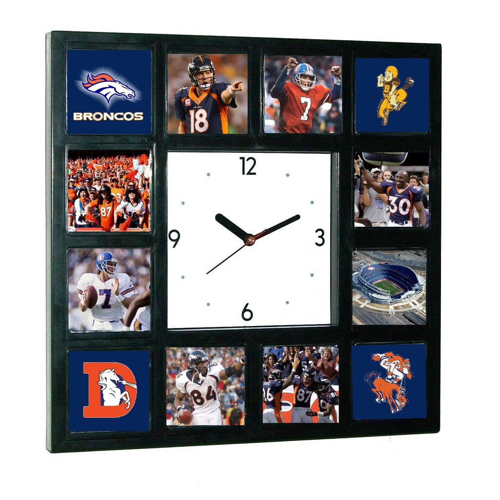 Denver Broncos Great players and logo history Clock with 12 pictures