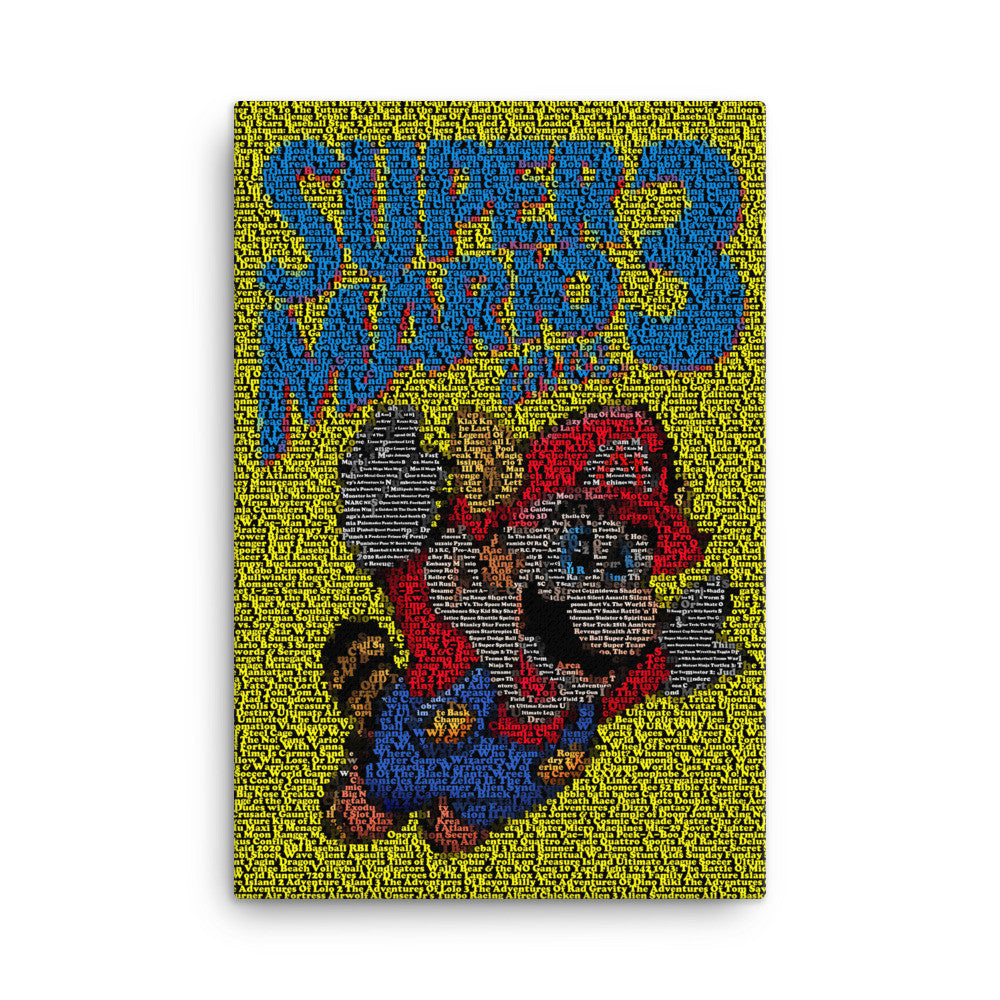 Framed Canvas 24X36 Super Mario NES Nintendo Original Game List Mosaic 24×36, art - Final Score Products, Final Score Products
 - 2